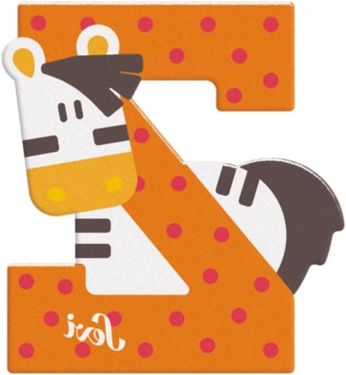 Handgedecoreerde houten zebra letter voor kinderkamer decoratie, oranje, 10 cm
