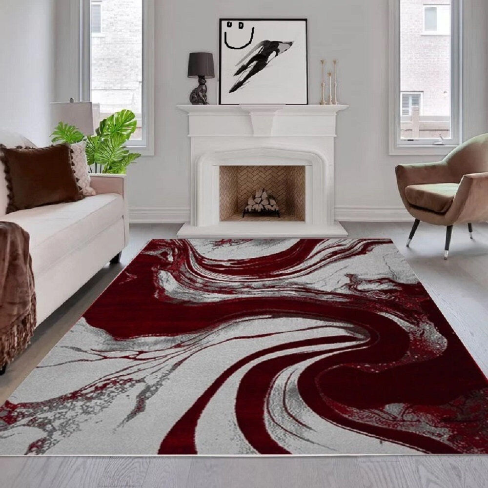 Brayden Studio Abstract Flokati Red Rectangle 160 x 230 cm