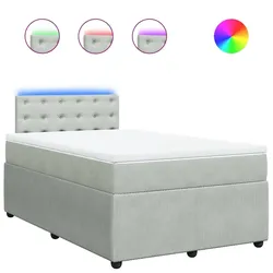 vidaXL Boxspringbett mit Matratze Hellgrau 120x190 cm Samt