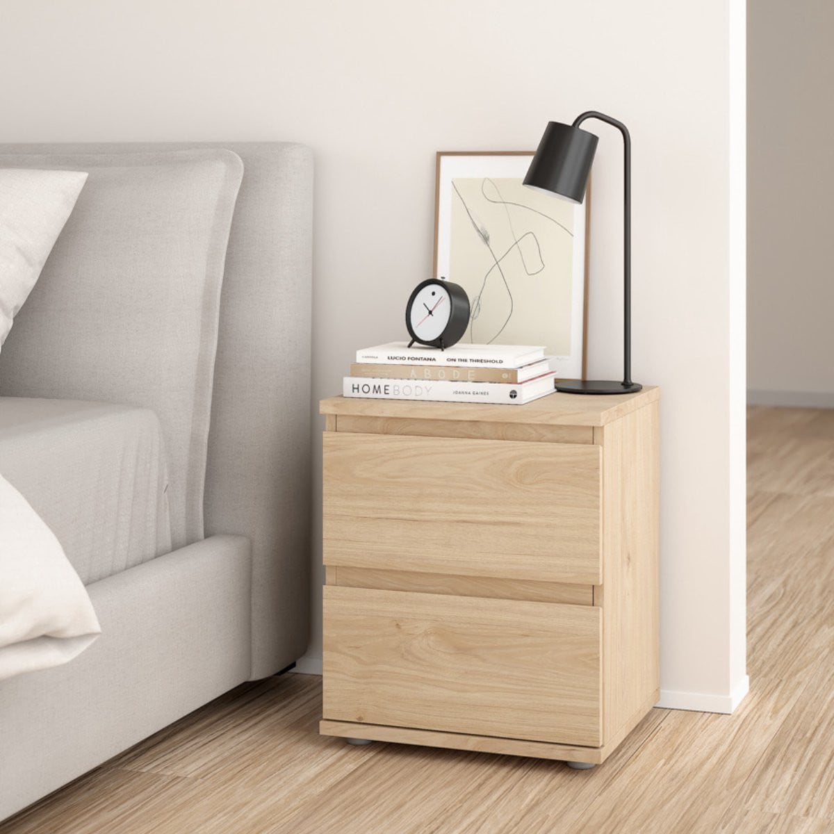 Giga Living Nachtkastje Nova 2 lades Hickory Scandinavian stijl
