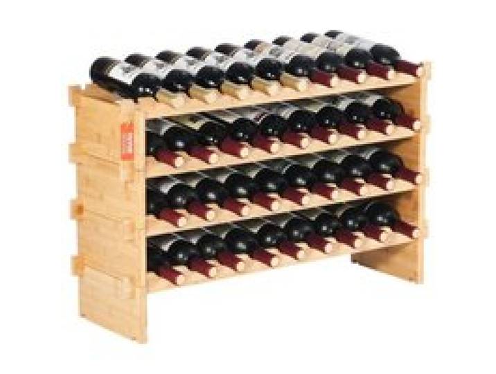 VEVOR Étagère à Bouteilles Modulaire 36 Bouteilles, Casier à Vin Empilable 4 Niveaux, Range Bouteilles en Bambou Massif Autoportant, Rangement Présentation de Vin pour Cuisine Garde-Manger Cave Bar