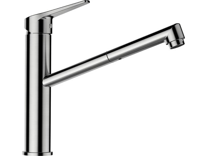 Küchenarmatur SCHOCK METIS SB , silber (edelstahloptik), B:21cm H:25,3cm Ø:5cm, Messing, Armaturen, Küchenarmatur, ausziehbarer Auslauf, Schwenkbereich 120
