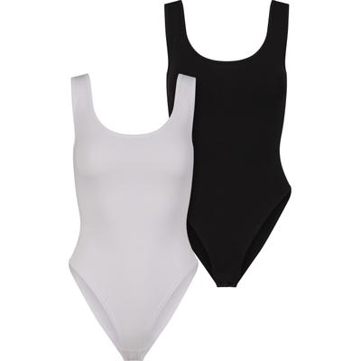 Body URBAN CLASSICS "Urban Classics Ladies Organic 2-Pack", Damen, Gr. XS, US-Größen, weiß, schwarz, 95% Baumwolle, 5% Elasthan, Bodys Body