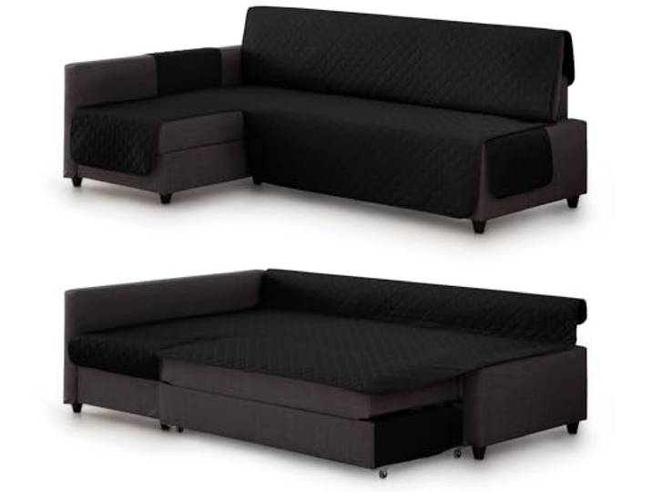 Milica Housse rembourrée Compatible avec Le canapé d’Angle-lit Friheten de IKEA Protection élégante et Lavable Adaptée à méridienne Gauche ou Droite Fabriquée en Europe Couleur : Noir