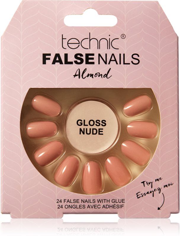 Technic Cosmetics False Nails Almond False Nails Gloss Nude 24 pc