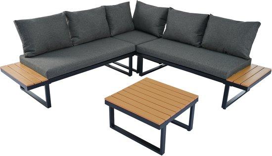 Gartenbank Stahl Teak verstellbar
