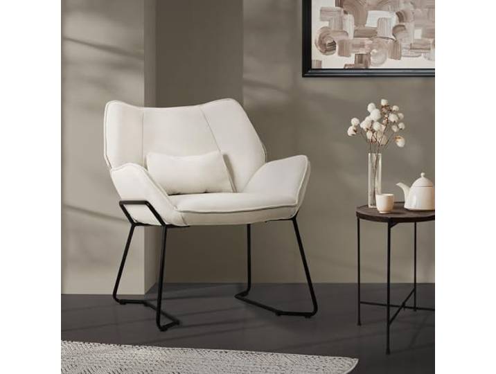 ML-Design Sessel Wohnzimmer, Moderner Relaxsessel mit Lendenkissen, Beige