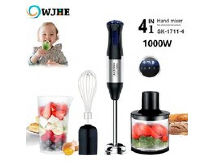 OWJHE 1000W 4in1 elektrische staafmixer, roestvrijstalen mes staafmixer, vlees en groente, eierperset Babykeukenmachine
