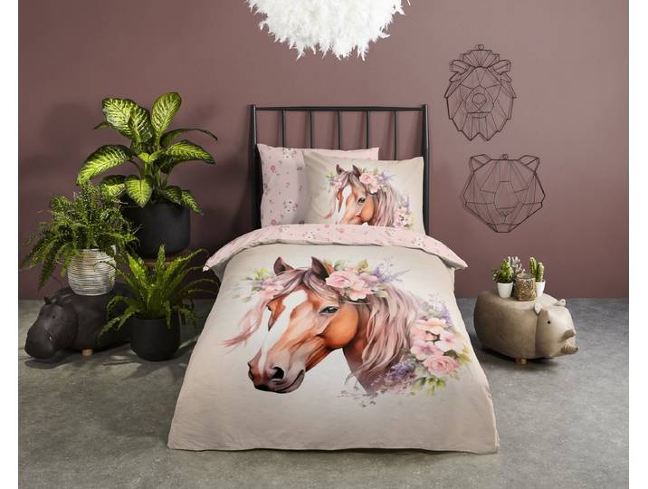 Good Morning Avera Kinderdekbedovertrek \ paard\ - Zand - (140x200/220 cm) - Katoen
