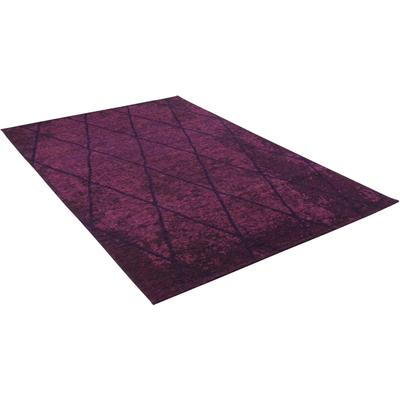 Teppich TOM TAILOR HOME "Fine Lines" Gr. 2, lila (beere), B:68cm H:5mm L:130cm, Wolle, Teppiche, Teppich, Flachgewebe, Rauten Design, ideal im Wohnzimmer & Schlafzimmer