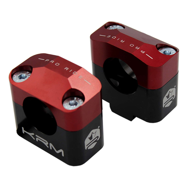 Pontets rehausse de guidon alu noir/rouge KRM Pro ride pour guidon Ø2