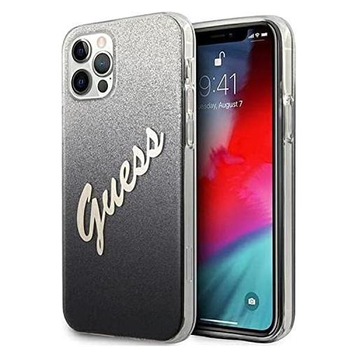 Guess Hard Cover Silicone Vintage Glitter (Apple iPhone 12, Apple iPhone 12 Pro) (GUHCP12MPCUGLSBK)