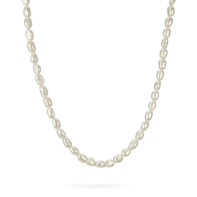 Perlenkette THOMAS SABO "Bold Elegance Perlenkette" Gr. 45, weiß (silberfarben, weiß), Halsketten, Damen, 45, Perlen Silber 925 (recycelt), B: 6mm, Perlen, Silber 925 (recycelt), Perlenkette, mit Süßwasserzuchtperle, B:6mm