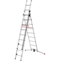 Hailo Alu-Kombileiter »S100 ProfiLOT« 3-teilig 26 Sprossen silber