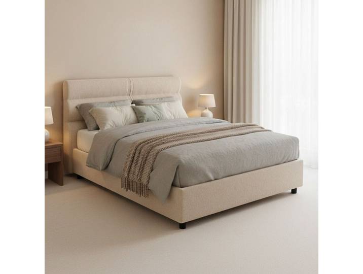 Lit une Place et Demie Brivio Dmora en Tissu Gris Taupe