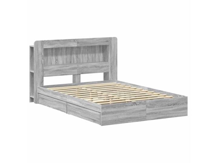 SKTQYQO Bettgestell mit Schubladen, 140 x 200 cm, Sonoma Grau Technisches Holz, modernes Design mit Aufbewahrung, feste Latten, Kapazität 140 kg