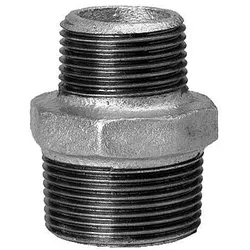 Hermann Schmidt Temperguss Doppelnippel 1/2" x 3/8" Aussengewinde, verzinkt, reduziert