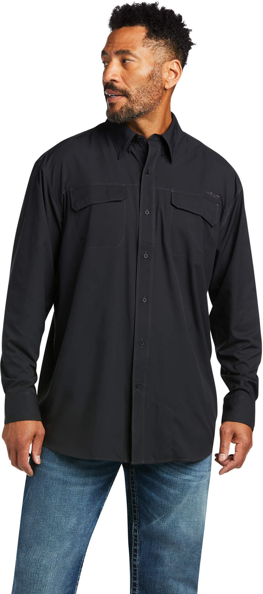 Men's VentTEK Outbound Classic Fit Shirt in Black, Size: Large by Ariat