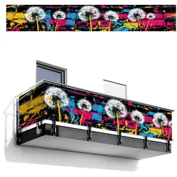 BALKON-SICHTSCHUTZ Straßenkunst - Bunt - Wand Balkon Deko 500x75 cm