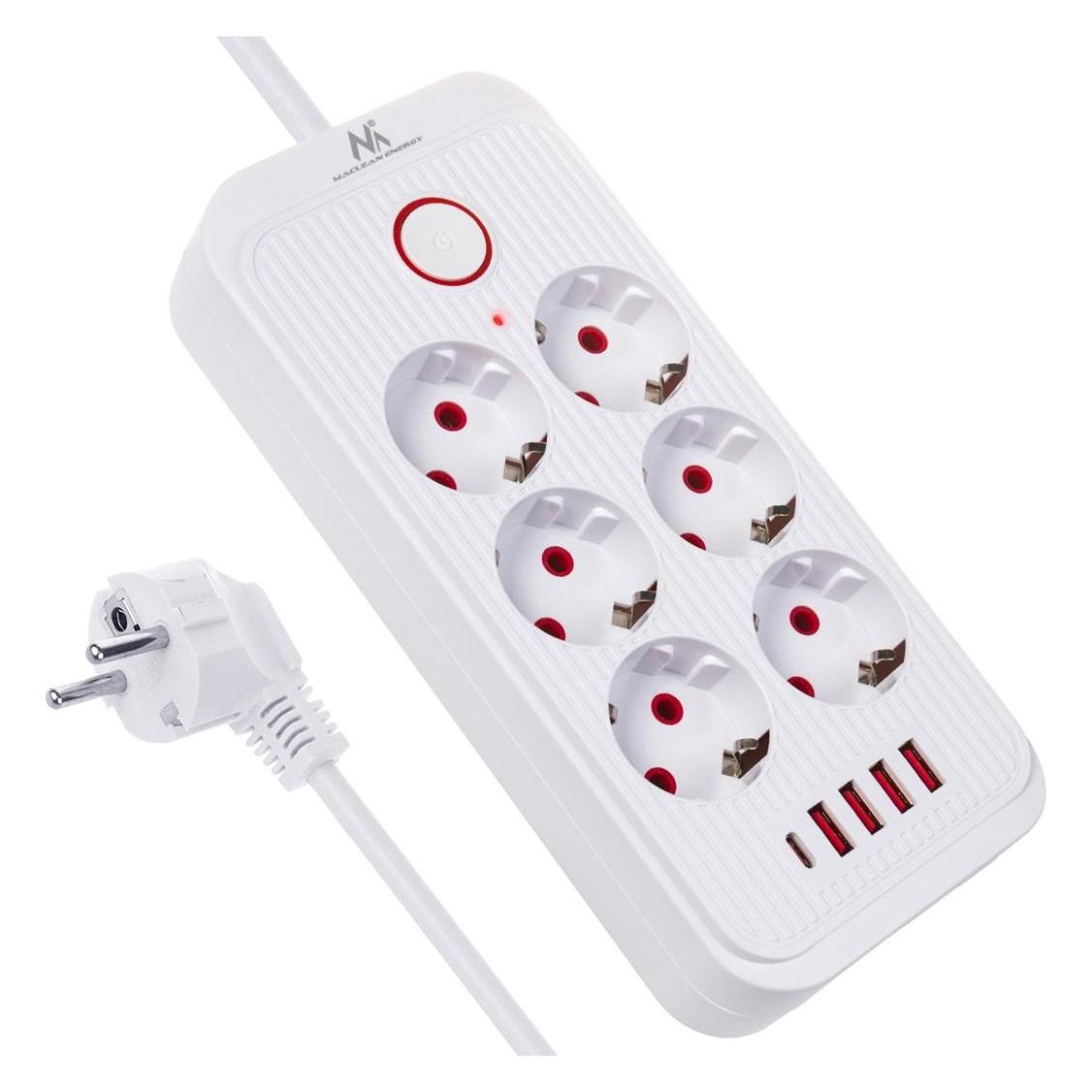Maclean Steckdosenleiste (6x, CEE 7/7, USB-A, USB-C, 3 m) (MCE391 W)
