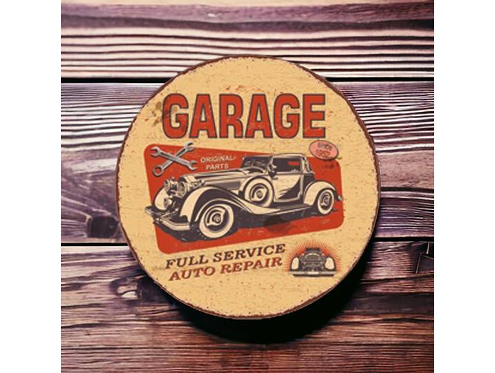 Plaque publicitaire de style Rond avec l'inscription Garage - Full Service Auto repair