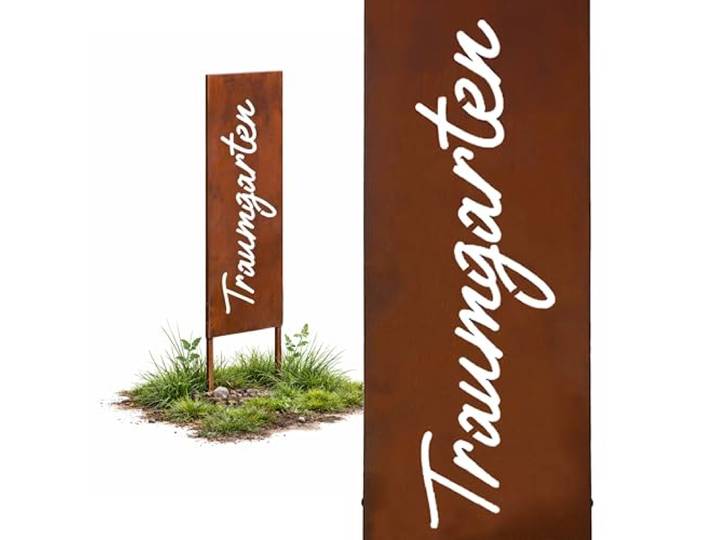 Relaxdays Déco Jardin Aspect Rouille\, Jardin de rêve\, HB 85x28 cm\, Piquet résistant\, Rustique\, Fer Brun