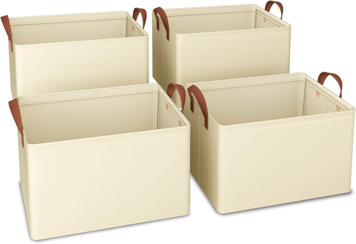 Set van 4 vouwbare opbergmanden van Oxford stof met handvatten