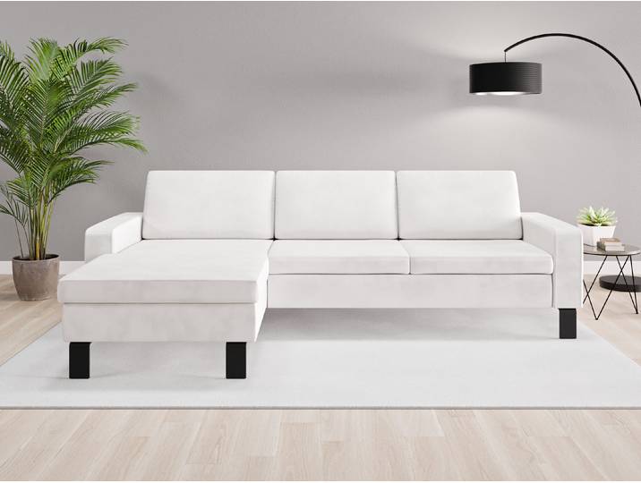 Ecksofa Rio Nr. 1 links - Weiß (Cremeweiß) - Vintage Velours