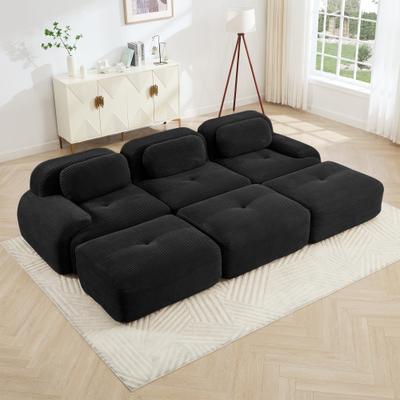 Loedds 116.1-inch 3-Seat Deep-Seat Modular Sofa with 3 Movable Ottomans and No Assembly Required for Living Rooms