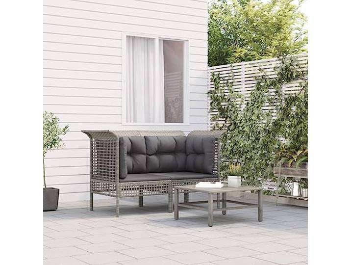 Résine tressée imperméable Salon extérieur élégant Gris 2 pièces Canapé d'angle de jardin 2 pcs avec coussins gris résine tressée, salon extérieur modulaire robuste pour terrasse, détente et