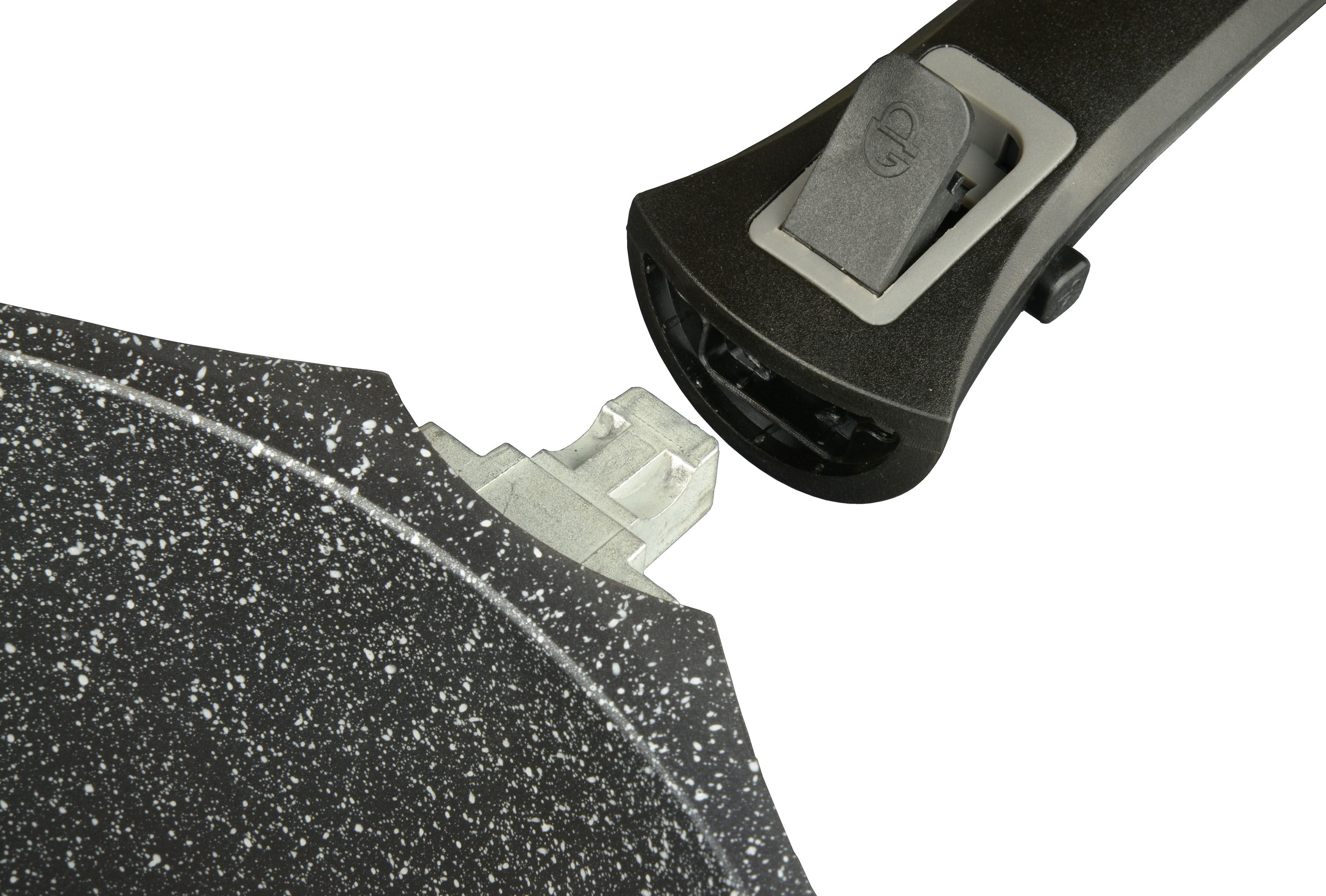 Servierpfanne GSW "EASY CLICK Quadura", schwarz, H:7cm Ø:24cm, Pfannen, abnehmbarer EASY CLICK Griff, Induktion