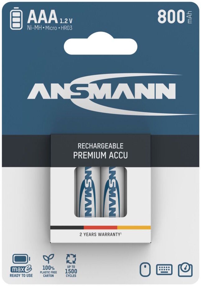 Ansmann Maxe AAA Rechargeable Batteries 800mAh NiMH 4Pack