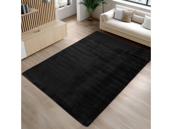 Carpetsale24 Tapis Noir 120x160 cm Lavable Antidérapant et Doux tapis uni Salon et Chambre