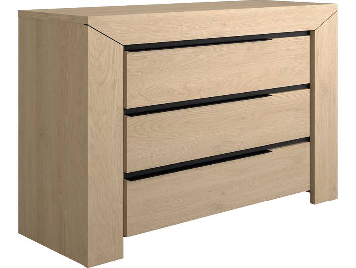 Kombikommode GAMI Kommode 3 Schubladen , braun (kastanie natur), B:123cm H:80cm T:45cm, Holzwerkstoff, Sideboards, Kombikommode, In 2 Farben erhältlich