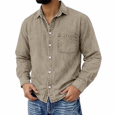Herren Hemd Freizeithemd Vintage-Shirt Knopfhemd Schwarz Hellgrün Wein Marineblau Blau Langarm Einfach Revers Ausgehen Streetwear Tasche Bekleidung Mode Retro Vintage