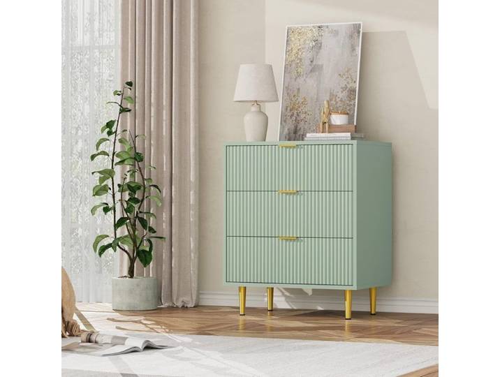 COMMODE DE CHAMBRE -Commode à 3 tiroirs - Commode buffet meuble étroit et moderne-petit meuble de rangement 60*39.5*76 cm vert