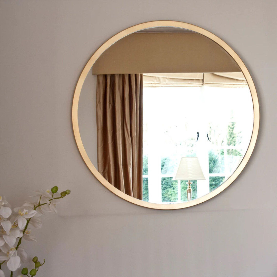 Latitude Run Contemporary Simple Round Mirror Gold Gold 80 cm H x 80 cm W
