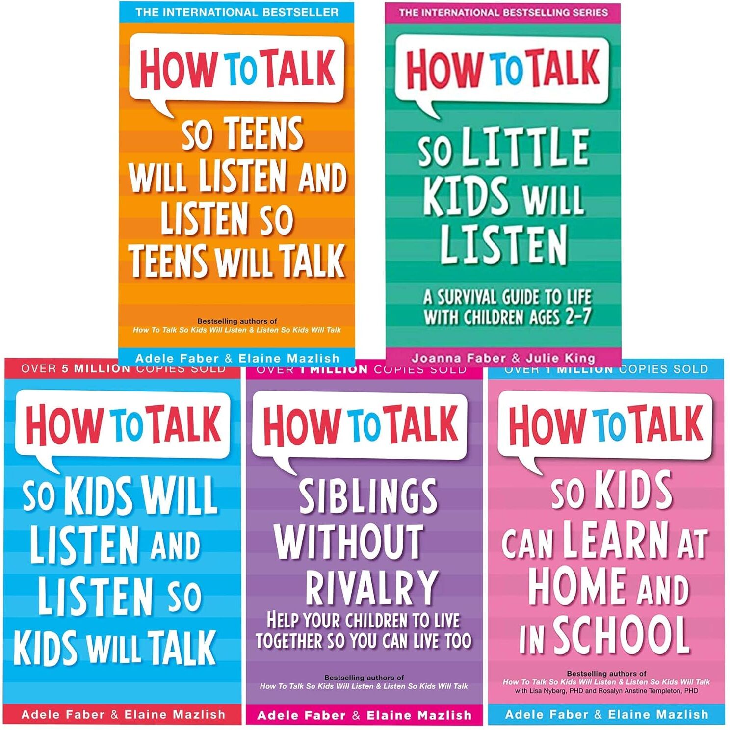 Piccadilly Press How To Talk 5 Book Collection Set - Adele Faber, Elaine Mazlish, Joanna Faber & Julie King - Paperback Parenting Guides for Ages 2-7 Through Teens