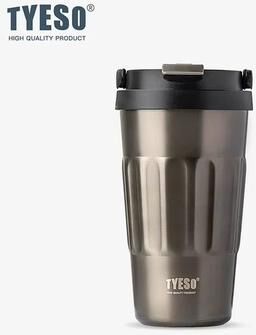 Inspired Finds Tyeso Vintage Insulated Coffee Mug Portable 304 Stainless Steel Travel Cup For Hot & Cold Drinks On the Go 500ml brown