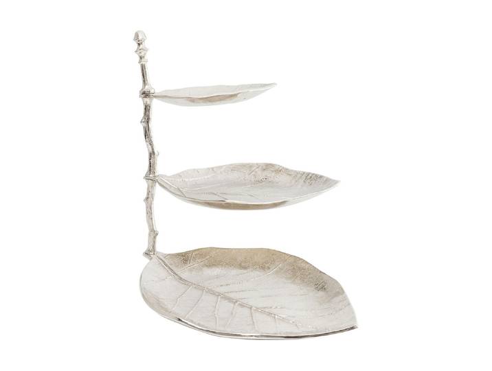 Etagere KARE DESIGN Leaf , silber (silberfarben), B:32cm H:46cm L:45cm, Aluminium, Metall, Servierplatten, Etagere