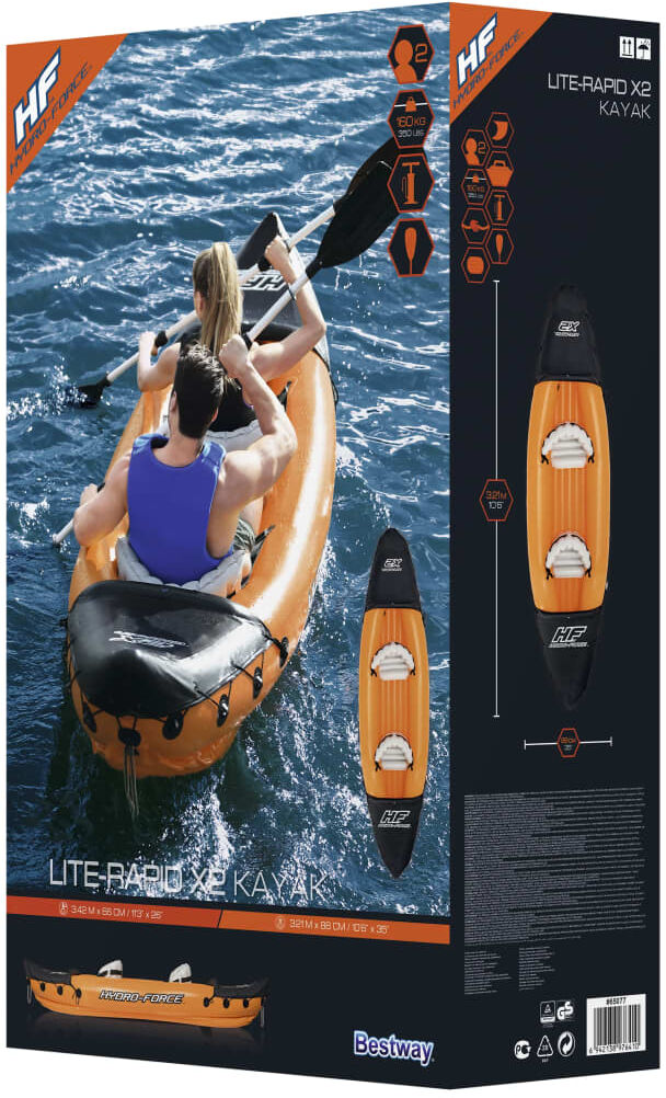 Bestway Ensemble de kayak gonflable Hydro-Force Lite-Rapid 2 personnes