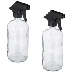 Relaxdays Sprühflasche aus Glas 2er Set Schwarz,Transparent