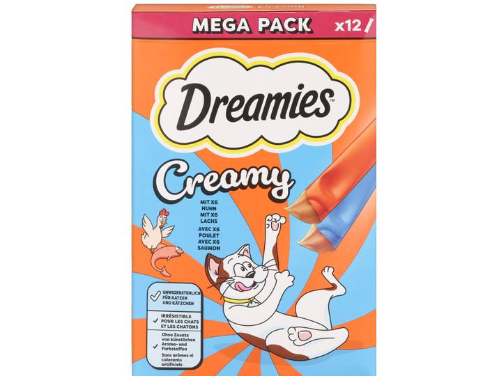 Dreamies Creamy Katzensnack Huhn + Lachs 12x10g