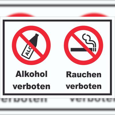 HB-Druck Schild Alkohol Rauchen verboten A3 Rückseite selbstklebend