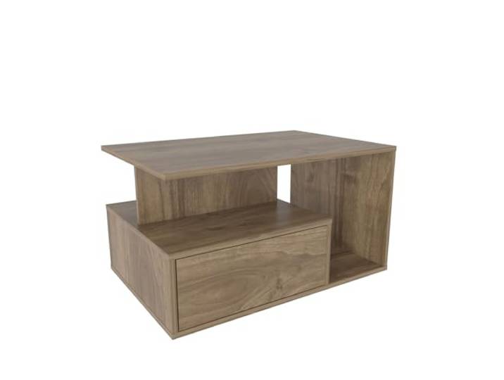 Hanah Home Modern Walnut Coffee Table, 90 x 60 x 48.6 cm 100% Melamine Coated Particle Board, 18 mm Thick Stylish & Functional Design for Living Spaces