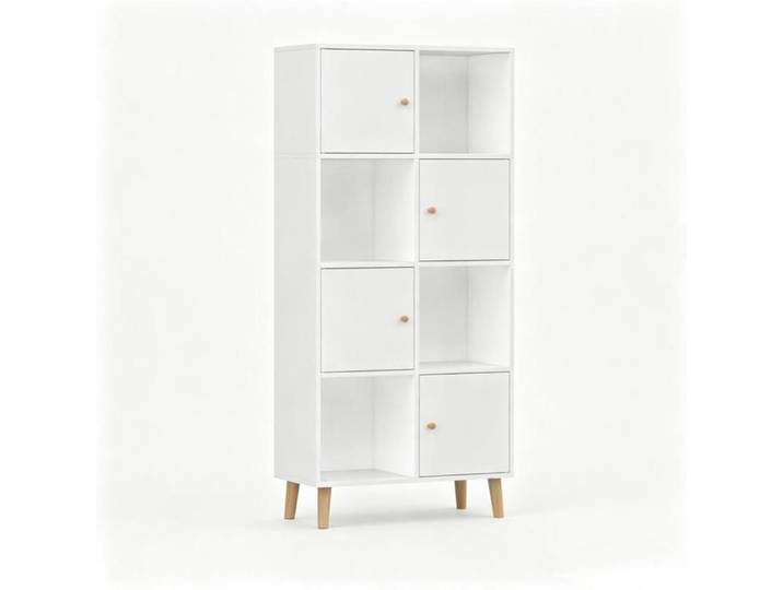 SUPFINE Bibliothèque Scandinave Meuble Rangement sur Pieds Bois étagère Multifonction Entrée Salon Chambre 56 × 28 5 × 138cm
