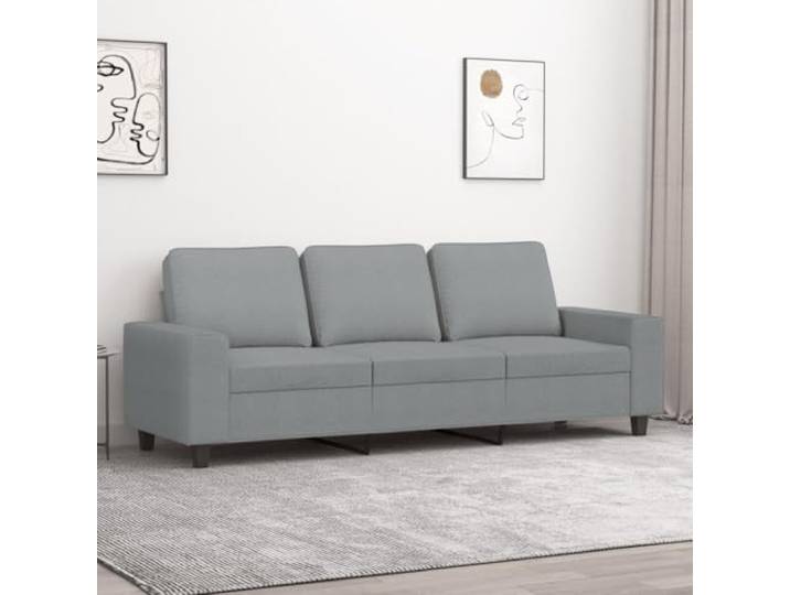 HEFZGDB 3-Sitzer-Sofa Hellgrau 180 cm Stoff Polstermöbel Wohnzimmer Sitzgruppe mit strapazierfähigem Bezug atmungsaktiv langlebig Metallgestell robust stabil dick gepolsterte