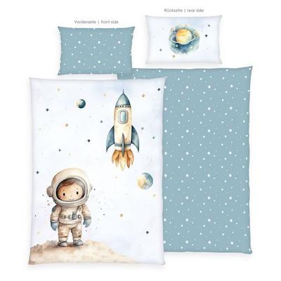 Klaus Hering 2485434063 - babybest® Bettwäsche, Kleiner Astronaut, Made in Green, 40x60+100x135 cm