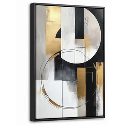 LEINWAND Bilder mit Rahmen - Abstrakt - Gold - Silber - Formen - Ästhetik - 20x30