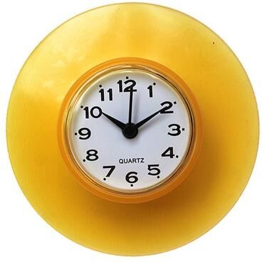 Discount Dollar Deals Personality Waterproof Bathroom Suction Cup Clock, Anti Fog Shower Wall Clock, Simple Design Mirror Sucker Clock Kitchen yellow